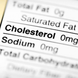Food label showing 0 milligrams of cholesterol